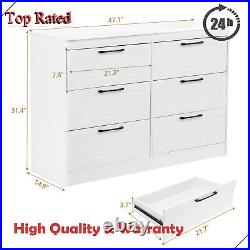6 Drawer Dresser for Bedroom Wood Free Standing Dressers Chest of Drawers White