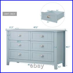 6 Drawer Dresser for Bedroom Wooden Storage Cabinet Chest of Drawers Organizer