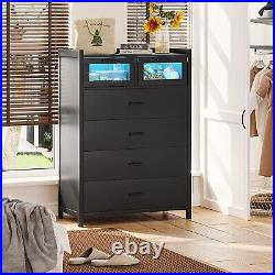 6 Drawer Dresser with LED Lights Chest of Drawers Large Capacity Storage Cabinet
