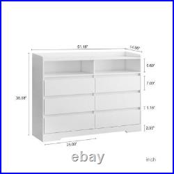 6 Drawer Dresser with LED Lights Chests of Drawers Bedroom Storage Cabinet