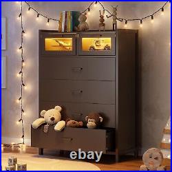 6 Drawer Dressers with LED Lights, Large Storage Cabinet, Chests of Drawers