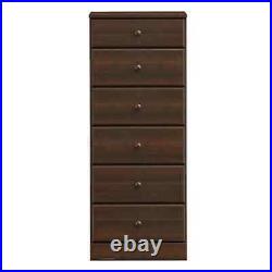 6 Drawer Lingerie Bureau Tall Dresser Chest Narrow Space Saver Furniture Storage