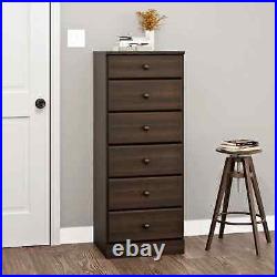 6 Drawer Lingerie Bureau Tall Dresser Chest Narrow Space Saver Furniture Storage