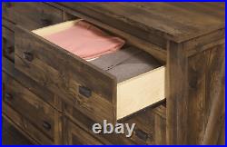 6-Drawer Weathered Aged Barn Wood Clothes Storage Dresser Chest of Drawers Unise