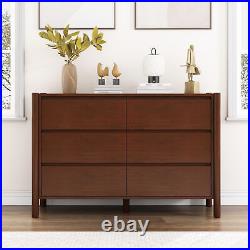 6 Drawer Wood Double Dresser Clothes Chest of Drawers Modern Storage Cabinet