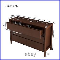 6 Drawer Wood Double Dresser Clothes Chest of Drawers Modern Storage Cabinet