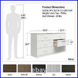 6 Drawer Wood Dresser Storage Chests Clothes Organizer Cabinet Bedroom New