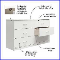 6 Drawer Wood Dresser Storage Chests Clothes Organizer Cabinet Bedroom New