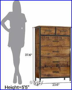 6 Drawer Wood chest Dresser Industrial Storage Tower Clothes Dresser Organizer