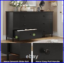 6 Drawers Double Dresser, Large Capacity Storage Chest of Drawers for Bedroom