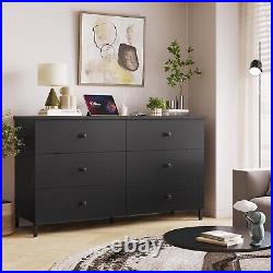 6 Drawers Double Dresser, Large Capacity Storage Chest of Drawers for Bedroom