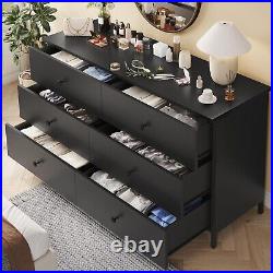 6 Drawers Double Dresser, Large Capacity Storage Chest of Drawers for Bedroom