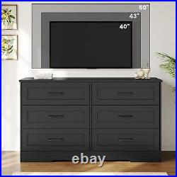 6 Drawers Double Dresser Wooden Chest of Drawers Large Capacity Storage Cabinet