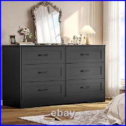 6 Drawers Double Dresser Wooden Chest of Drawers Large Capacity Storage Cabinet