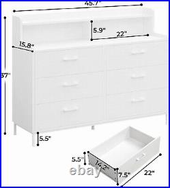 6 Drawers Double Dresser white Storage Tower Organizer Chest of Drawer Bedroom