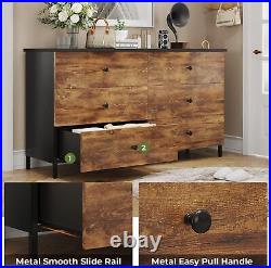 6 Drawers Double Dresser with Steel Frame for Bedroom, Living Room, Entryway