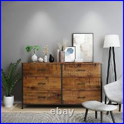 6 Drawers Double Dressers Chest Furniture Bedroom Storage Organizer Wood Frame