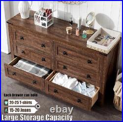 6 Drawers Dresser Chests for Bedroom, Wood Rustic Wide Chset of Drawers Barnwood