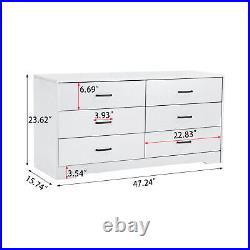 6 Drawers Dresser Double Wood Storage Dressers Chests of Drawers for Bedroom