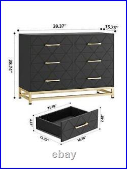 6 Drawers Dresser, Wood Dressers Chest Of Drawers With Metal Handles