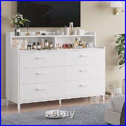 6 Drawers Dresser Wooden Storage Tower Organizer, Chest of Drawers for Bedroom