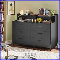 6 Drawers Wood Chest of Drawers Black Dresser for Bedroom, Living Room, Entryway