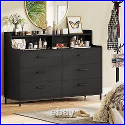 6 Drawers Wood Chest of Drawers Black Dresser for Bedroom, Living Room, Entryway