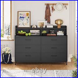 6 Drawers Wood Chest of Drawers Black Dresser for Bedroom, Living Room, Entryway