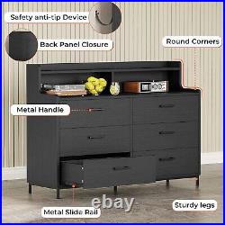 6 Drawers Wood Chest of Drawers Black Dresser for Bedroom, Living Room, Entryway