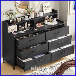 6 Drawers Wood Chest of Drawers Black Dresser for Bedroom, Living Room, Entryway