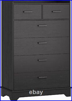 6 Drawers Wood Nightstand Chest Dresser Organizer Chest Storage Cabinet Black