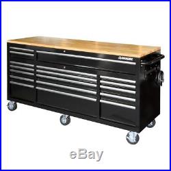 72 in. 18 Drawer Storage Mobile Wood Top Tool Chest Cabinet Workbench