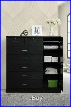 7-Drawer Bedroom Dresser Chest Jumbo Wood Closet Storage Living-room Home Black