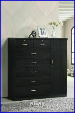 7-Drawer Bedroom Dresser Chest Jumbo Wood Closet Storage Living-room Home Black