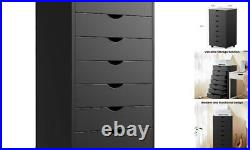 7 Drawer Chest Storage Cabinets with Wheels Dressers Wood 7-Drawer Black
