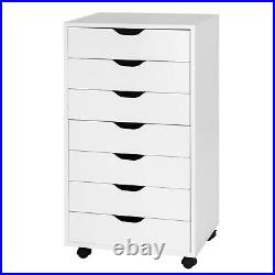 7 Drawer Chest Storage Dresser Floor Cabinet Organizer with Wheels White