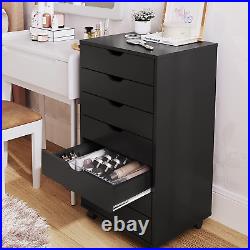 7-Drawer Chest, Wood Dresser Organizer with Removable Wheels, Storage Cabinet fo
