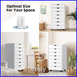 7 Drawer Chest Wood File Cabinet Rolling Organization Storage Dresser Wheels