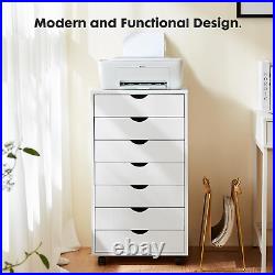 7 Drawer Chest Wood File Cabinet Rolling Organization Storage Dresser Wheels