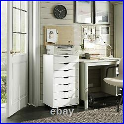 7-Drawer Chest, Wood Storage Dresser Cabinet with Wheels easy to move, White