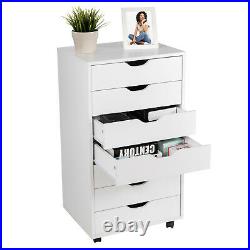 7 Drawer Dresser Chest Mobile Storage Cabinet Display Organizer on Wheels White