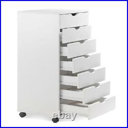 7 Drawer Dresser Storage Cabinet for Makeup Tall Chest of Drawers Indoor White