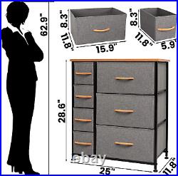 7 Drawer Dresser Storage Tower, 4-Tier Vertical Organizer Chest for Bedroom, Hal