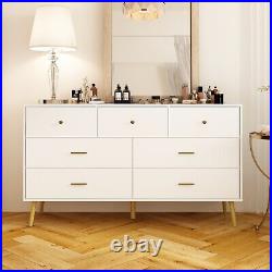 7 Drawer Dresser for Bedroom Gold Handle Wood Storage Chest of Drawer Organize