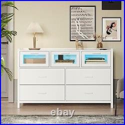 7 Drawer Dressers withLED Lights Chests of Drawers for Bedroom, Kids Room, Hallway