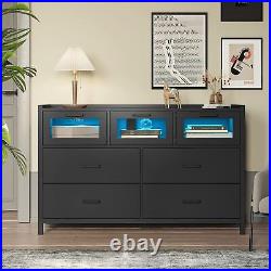 7 Drawer Dressers with LED Lights Dressers & Large Chests of Drawers for Bedroom