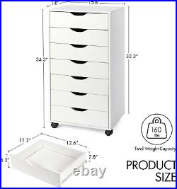 7 Drawer Tall Storage Chest Narrow Cabinet Office Furniture Crafts Cart Dresser