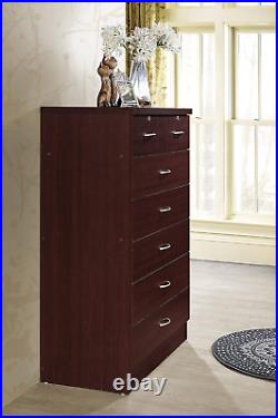 7 Drawer Wood Dresser for Bedroom, 31.5 Inch Wide Chest of Drawers, with 2 Locks