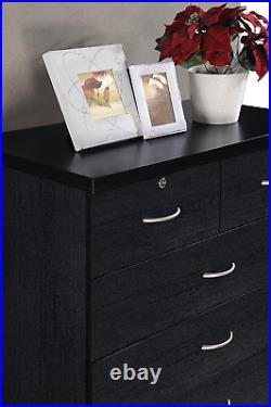 7 Drawer Wood Dresser for Bedroom, 31.5 Inch Wide Chest of Drawers, with 2 Locks