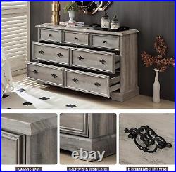 7 Drawers Dresser 54 Wooden Storage Dressers Chests of Drawers for Bedroom Home